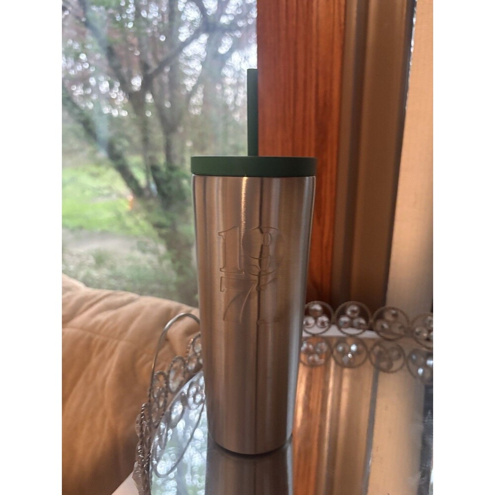 Starbucks Stainless Steel Insulated Tumbler 22oz Green Lid 1971 Logo New